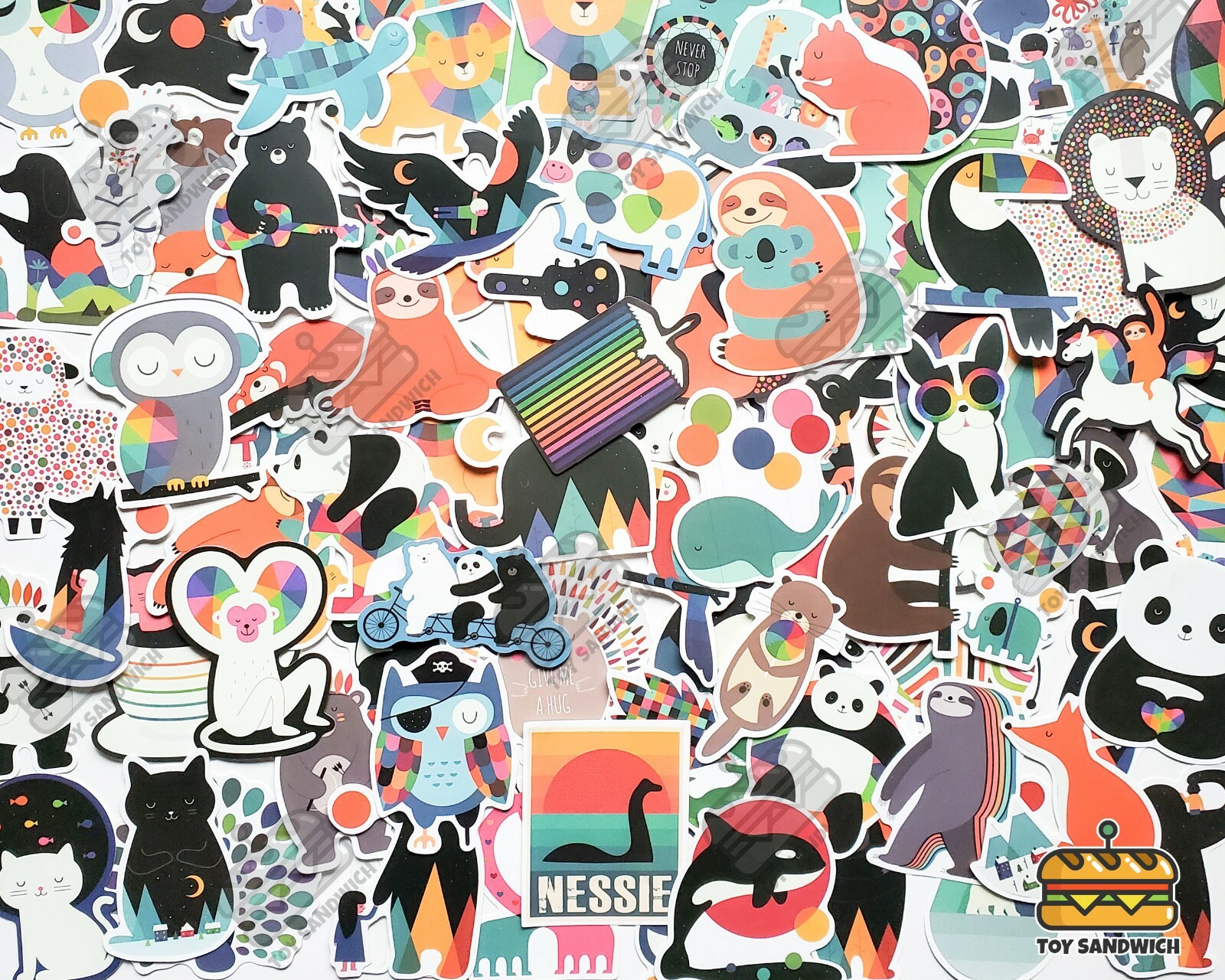 95 pcs "Woodland Animals" Sticker Pack Contemporary Colorful Abstract Art Decals