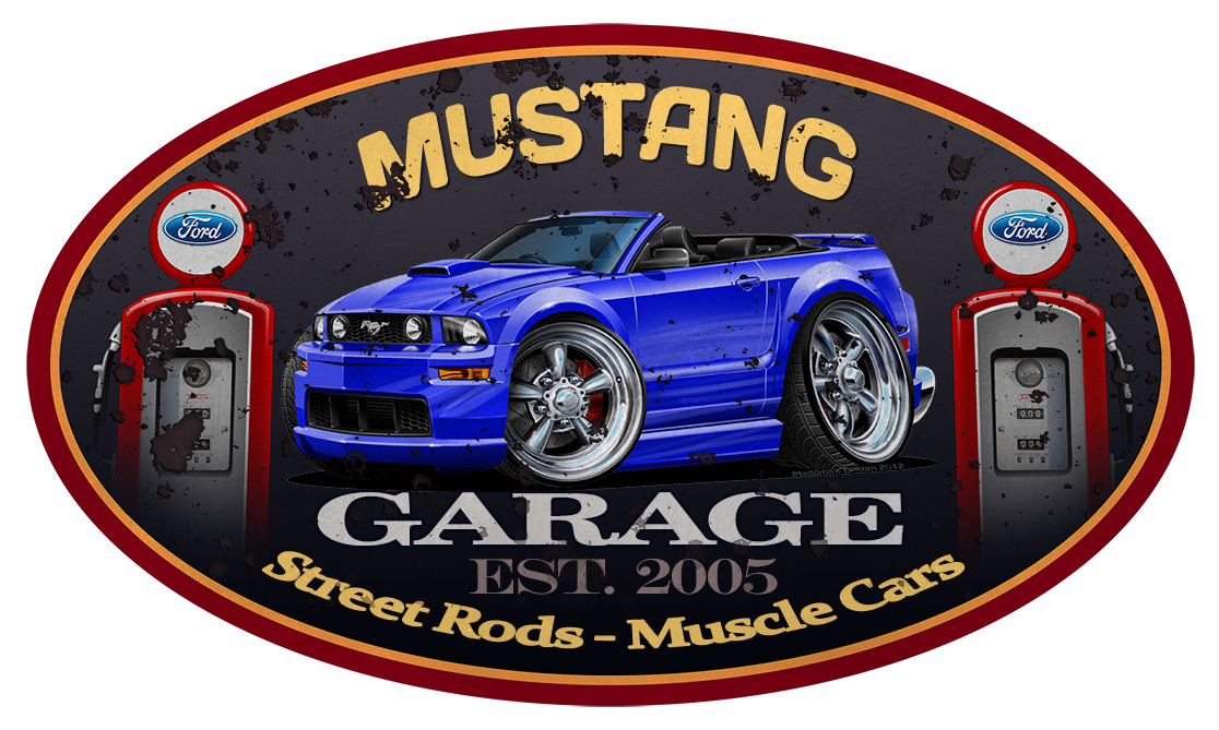 2005-09 Ford Mustang Convertible Garage Sign Wall Art Graphic Sticker