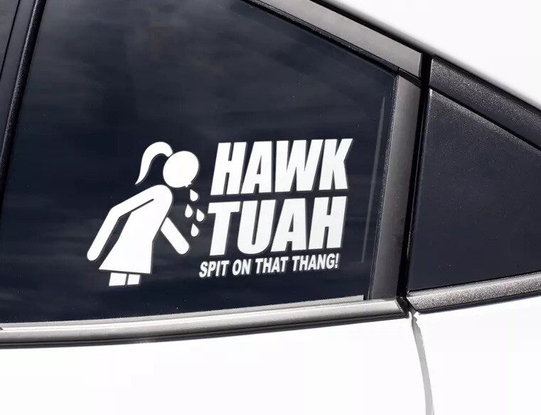 HAWK TUAH Spit On That THANG – DIE cut Decal Vinyl Sticker – PLOTTER CUT – VIRAL