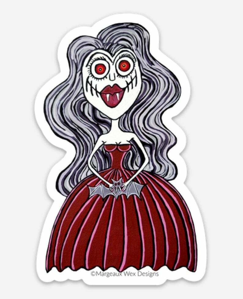 Vampire Sticker Set of 2 Horror Gothic Creepy Prom Girl Dracula Bride Goth Doll