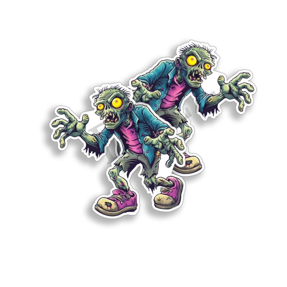 Halloween Stickers Rotten Zombies – Indoor Outdoor Vinyl Decals – Set of 2