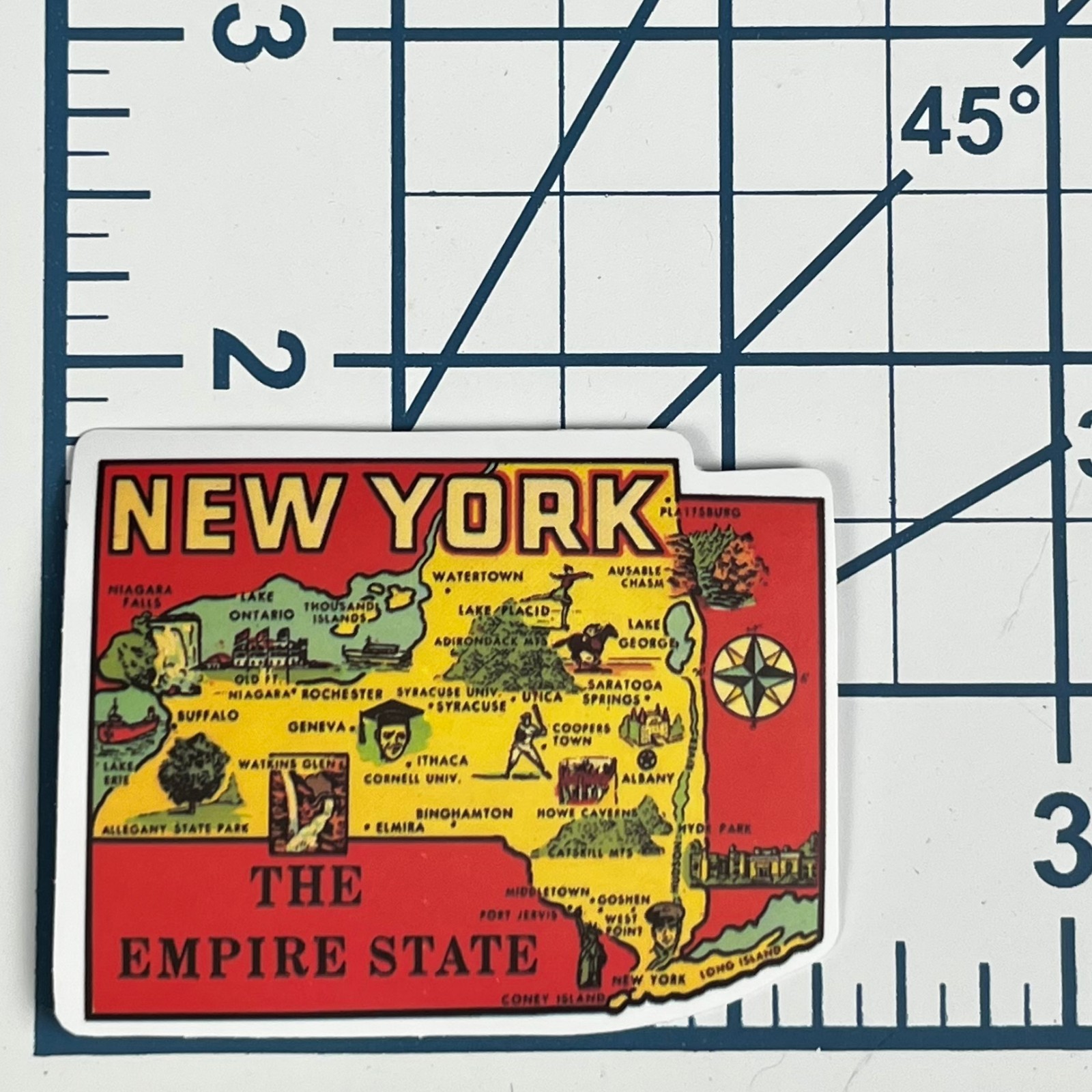 New York The Empire State Map Vinyl Sticker NYC Niagara Falls Travel Art