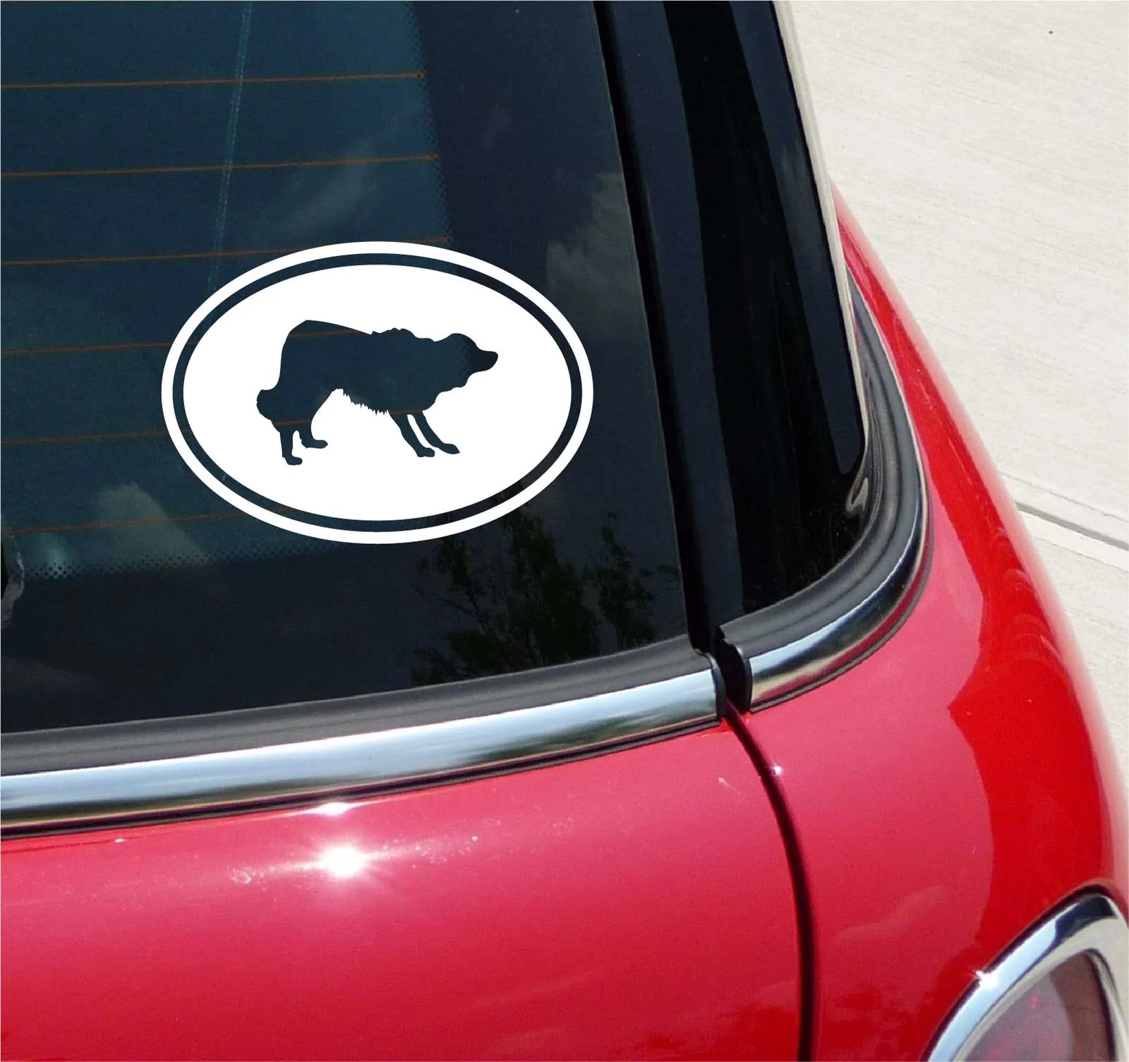 Euro Border Collie Herding Graphic Decal Sticker Car Wall Oval NOT Two Colors