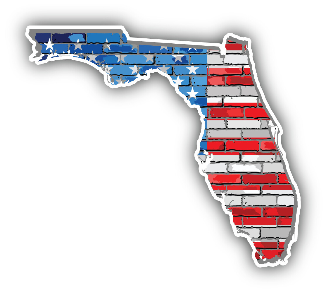 Florida USA Flag State Map Vinyl Sticker Car Bumper Decal