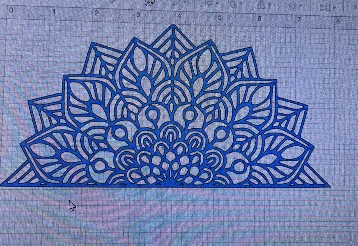 Mandala Half Flower Removable vinyl decal sticker, Home Room Wall Decor 8×4”