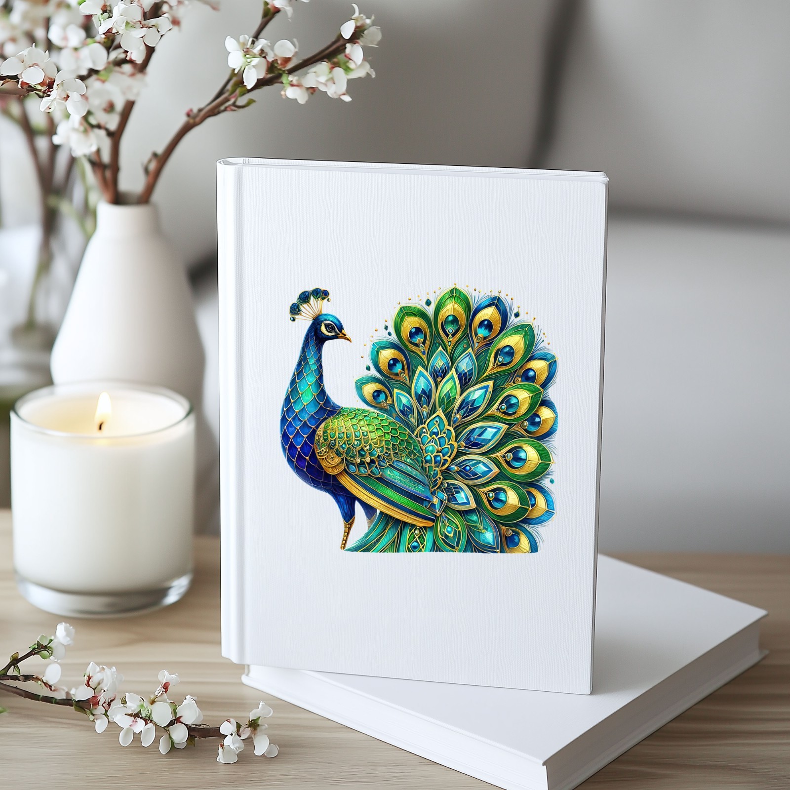 Art Deco Peacock UV DTF Transparent Sticker / Decal