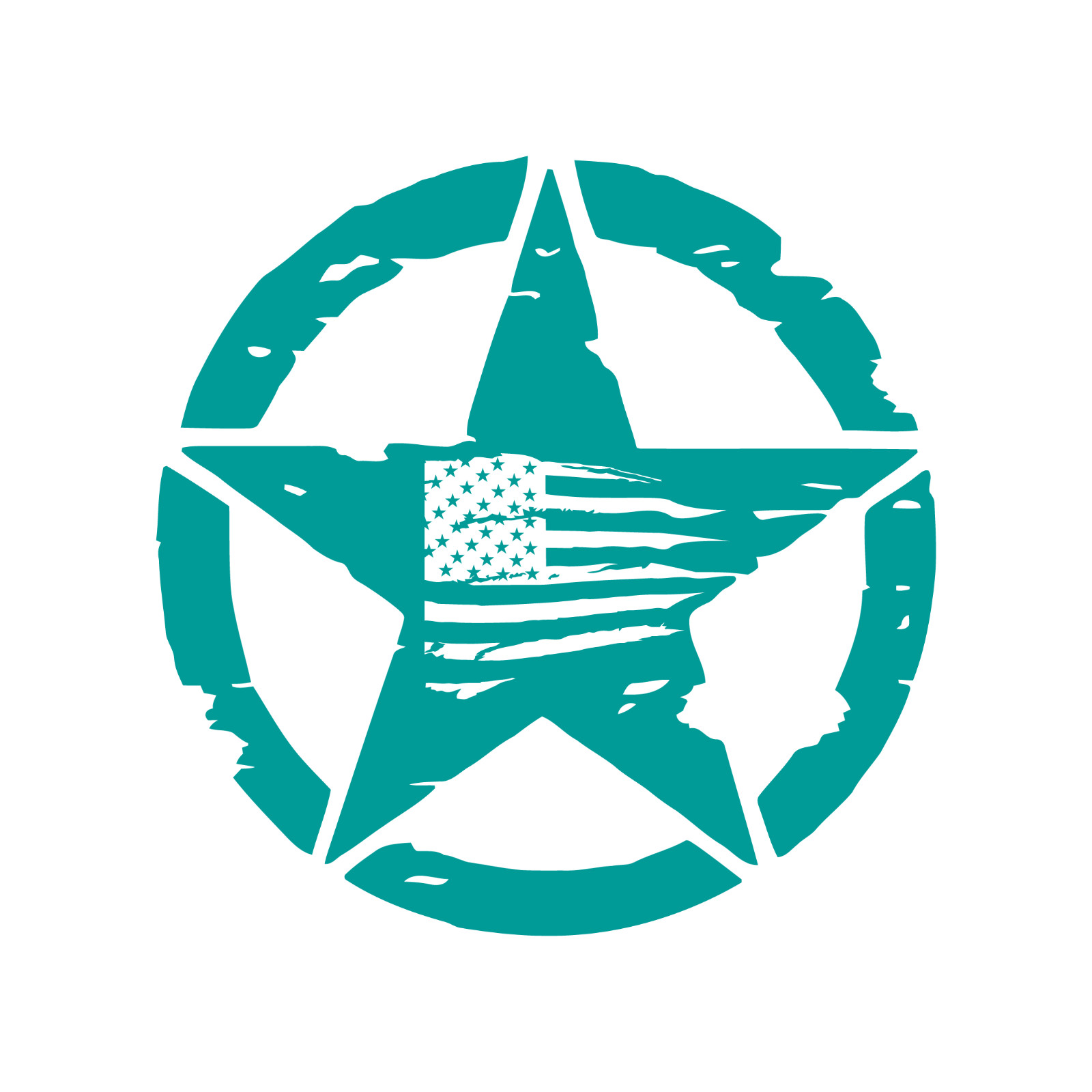 Distressed Army Star With Distressed US Flag Automotive Die Cut Decal Made USA
