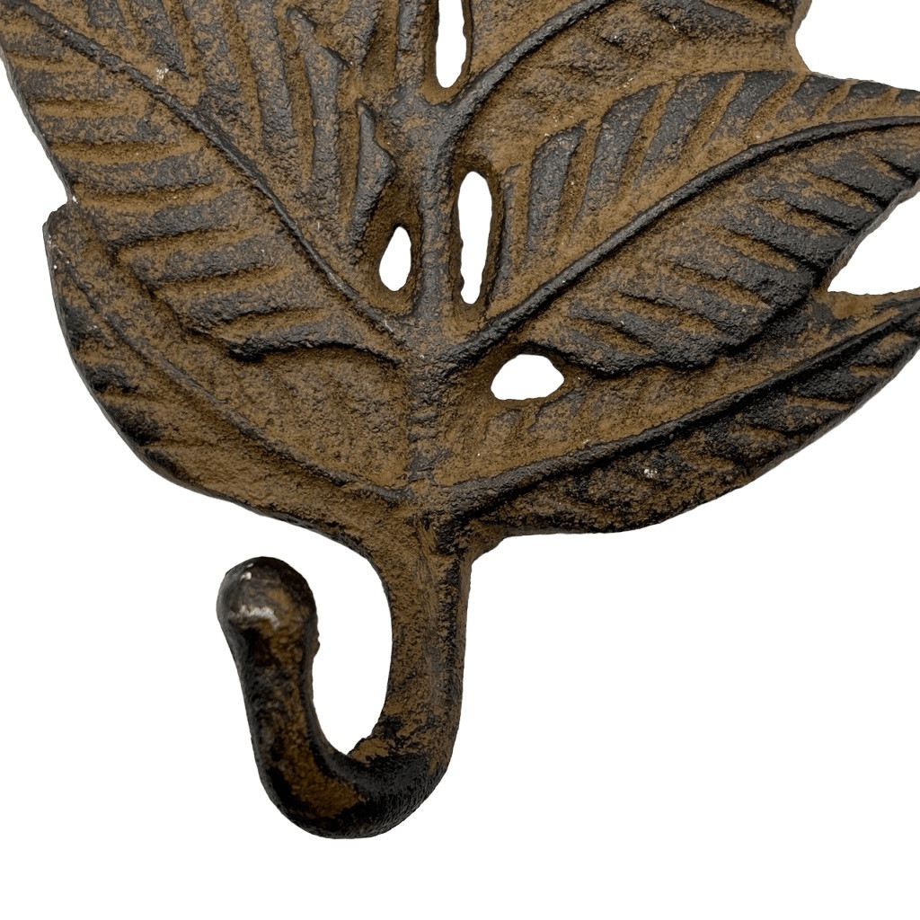 Metal Cast Iron Leaf Wall Hook 6” X 4”