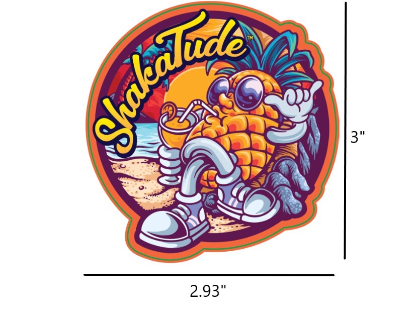 Party Pineapple ShakaTude Sticker Decal Good Vibes Hang Loose Brah Hawaii Aloha