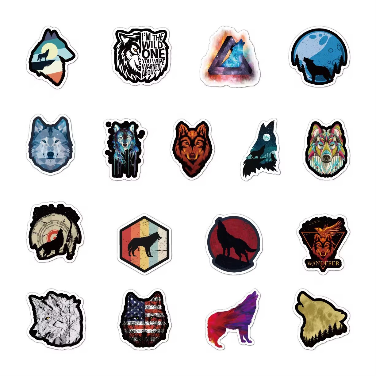 20 Random Cartoon Wolf Stickers Wild Animal Decals Hydro Yeti Car Free Shipping!