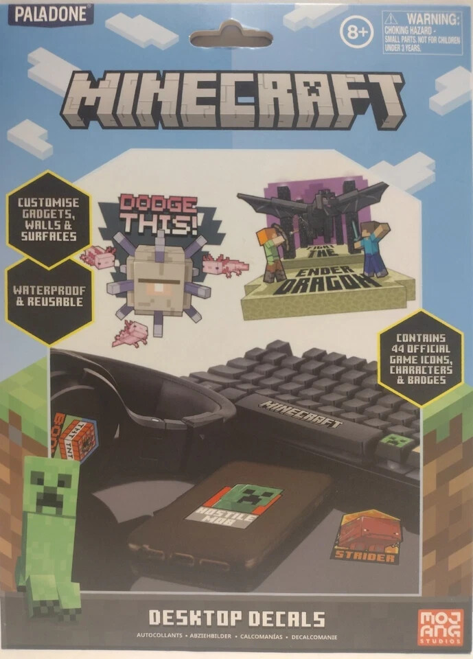 Minecraft Desktop Decals (44 Pieces Included) Reusable Waterproof