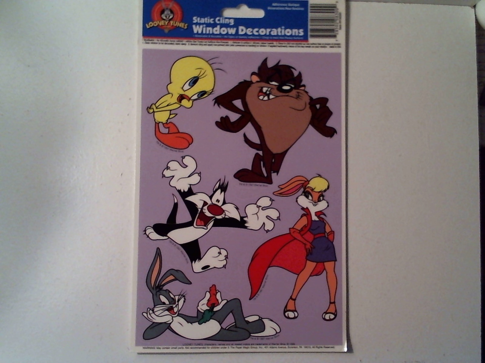 1997 Unused 5 Piece Static Cling Window Looney Tunes Bugs Taz Tweety Sylvester