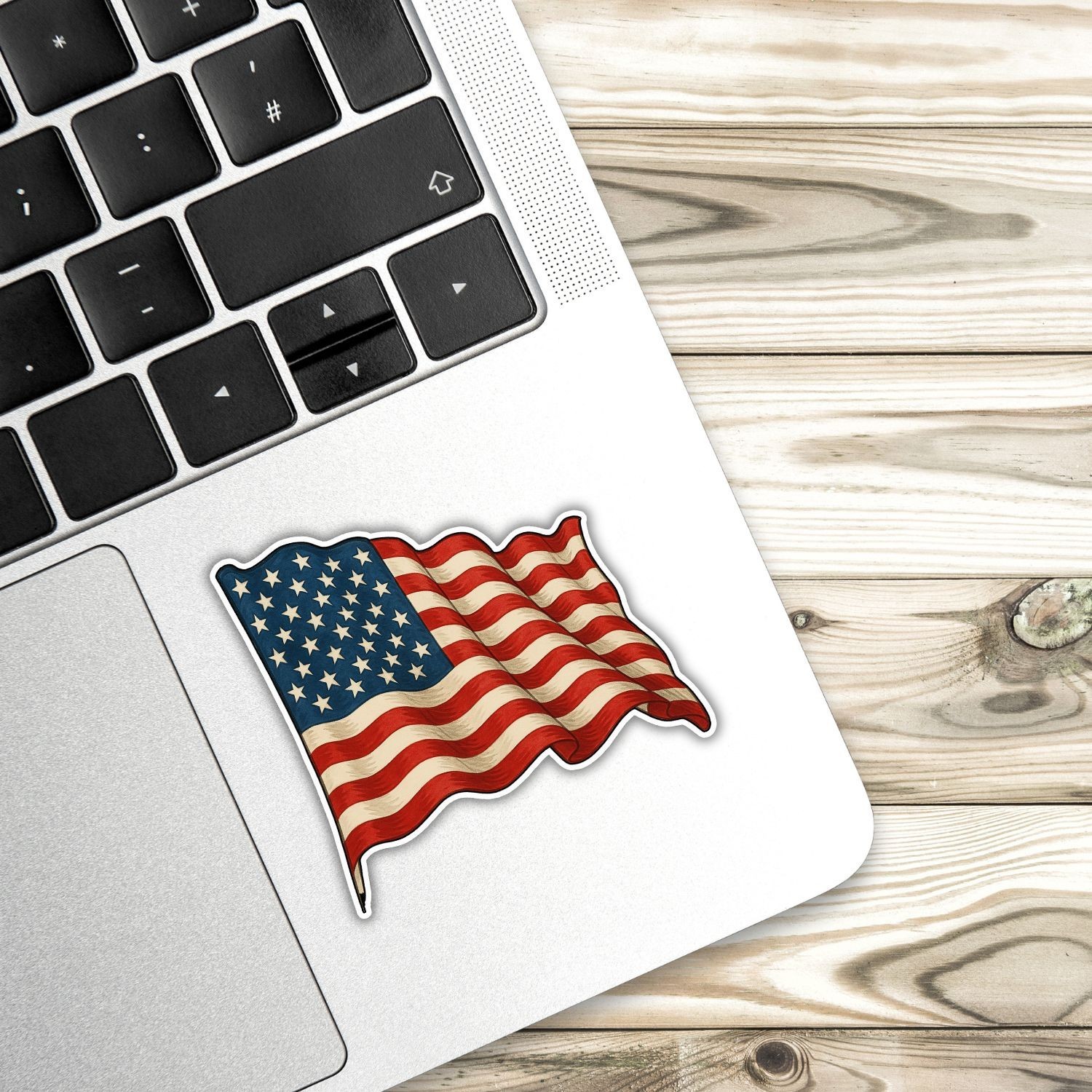 4PCS Waving American Flag Stickers – Patriotic USA Stars and Stripes Vinyl Decal