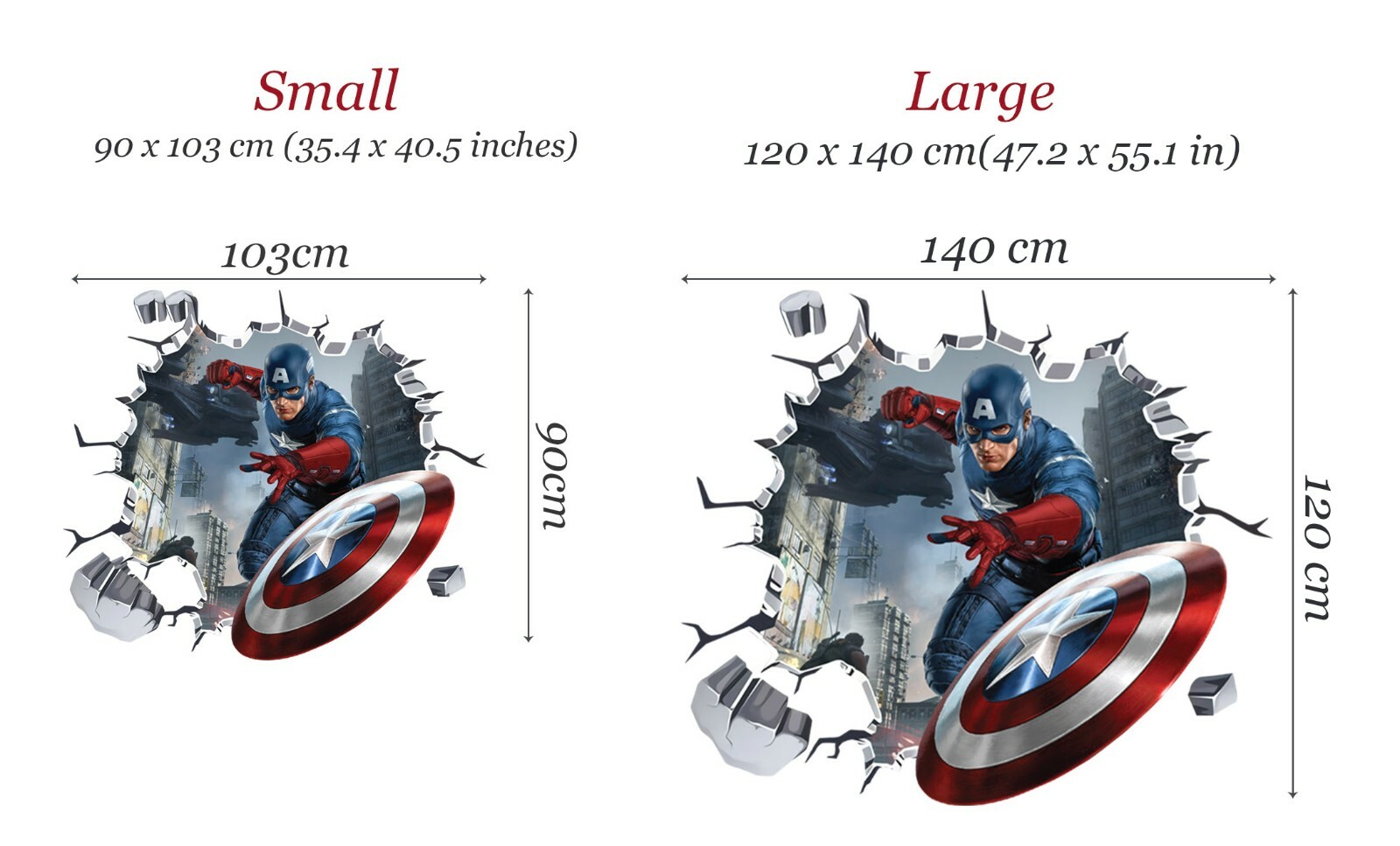 Avengers Hulk Spiderman Captain America Iron man Wall Decal Sticker 3D Wall Deco