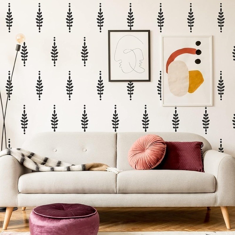 Peel & Stick Removable Wall Decals Waterproof Floral Leaves Home Decor 40 Pieces