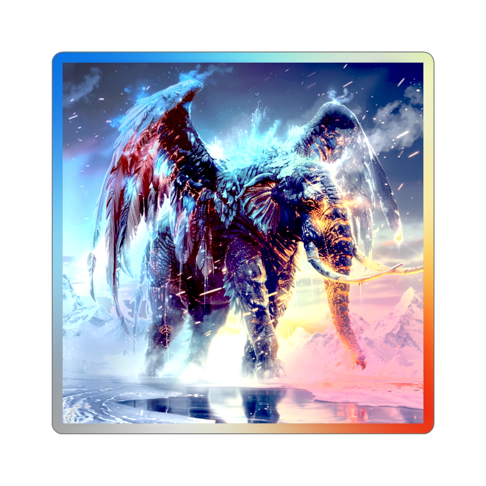 Winged Mammoth Holographic Die-cut Stickers