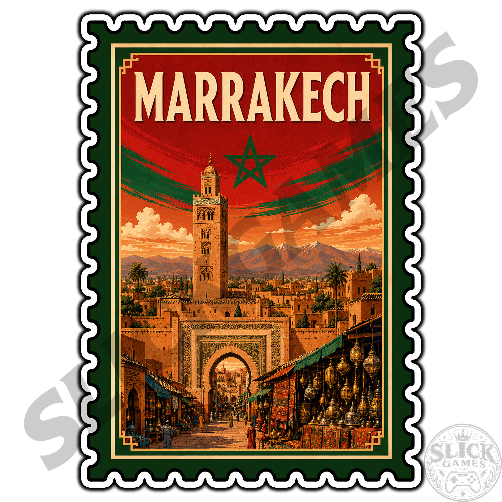 Marrakech Morocco Travel Postage Stamp Sticker #1 Waterproof Vinyl Decal Die-Cut