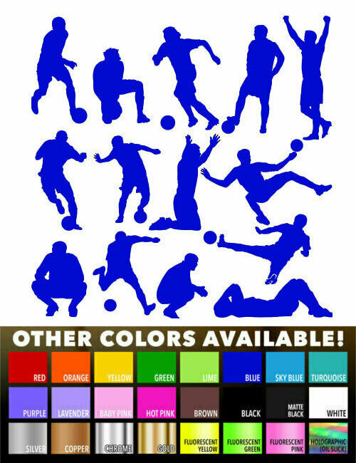 14 Soccer Players Vinyl Sticker Childrens Room Wall Decal Nursery home party kid
