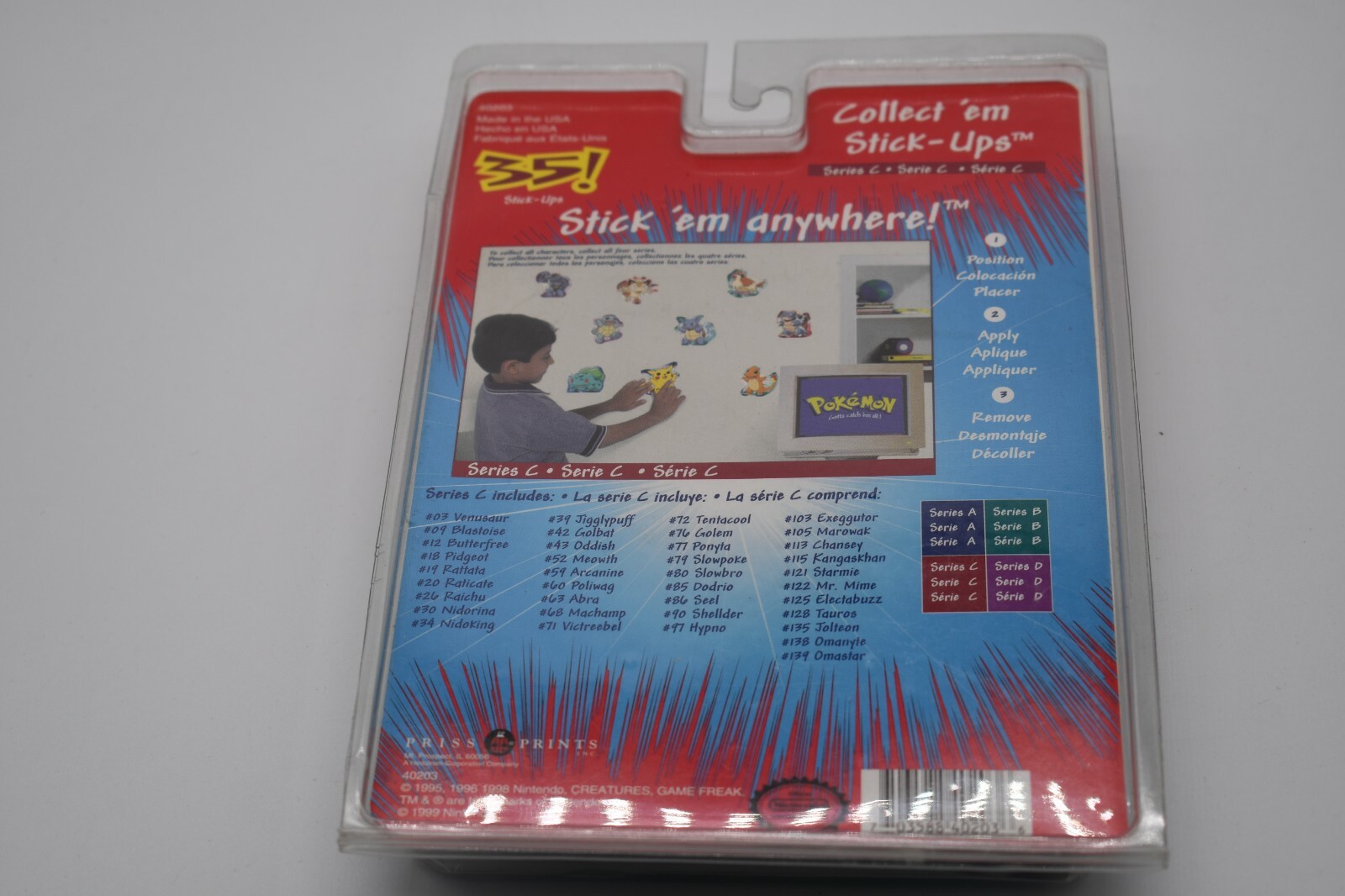 Pokemon Stick Ups Wall Decals 1999 Series C in Original Package