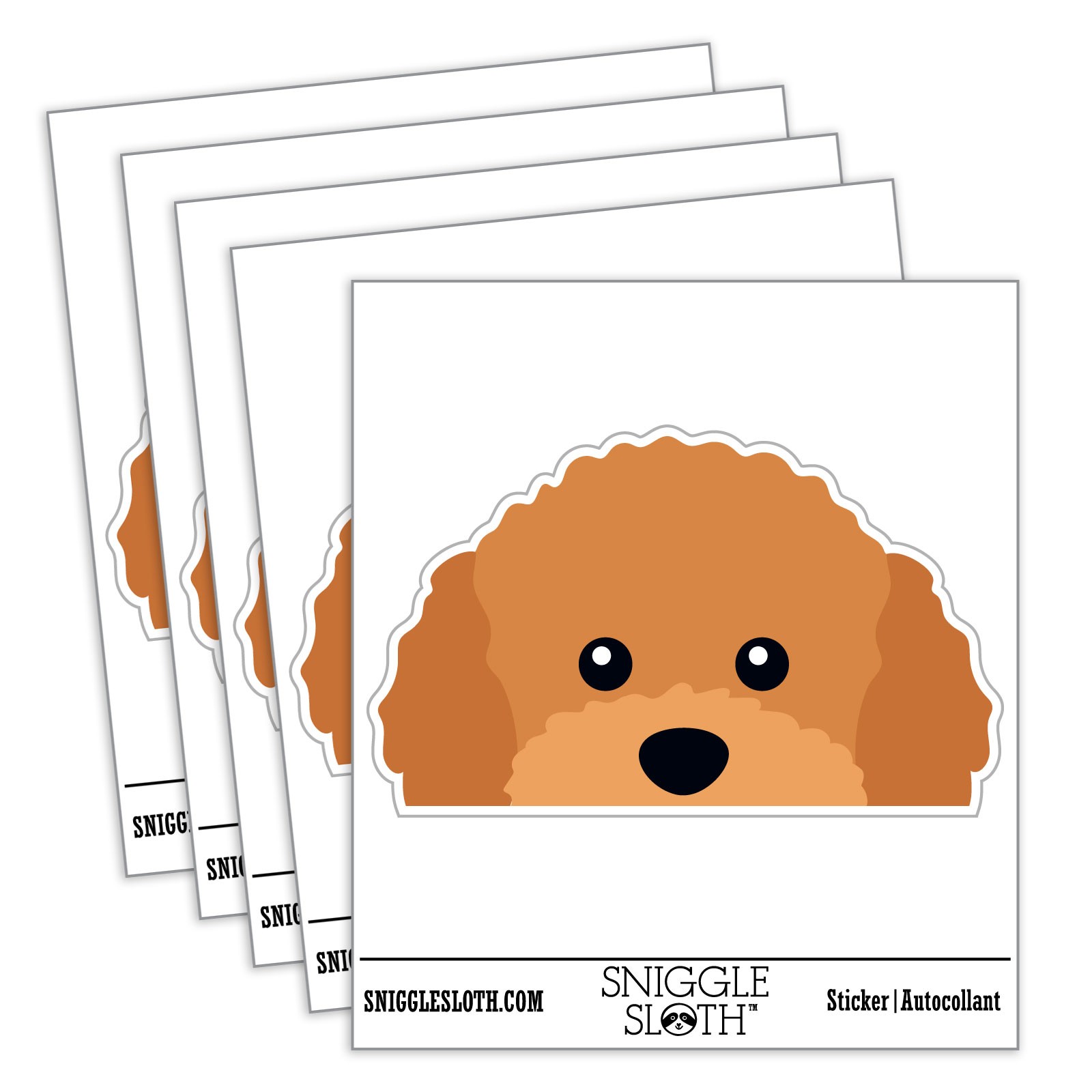 Peeking Red Toy Poodle Dog Waterproof Vinyl Decal Sticker Set – 5 Pack