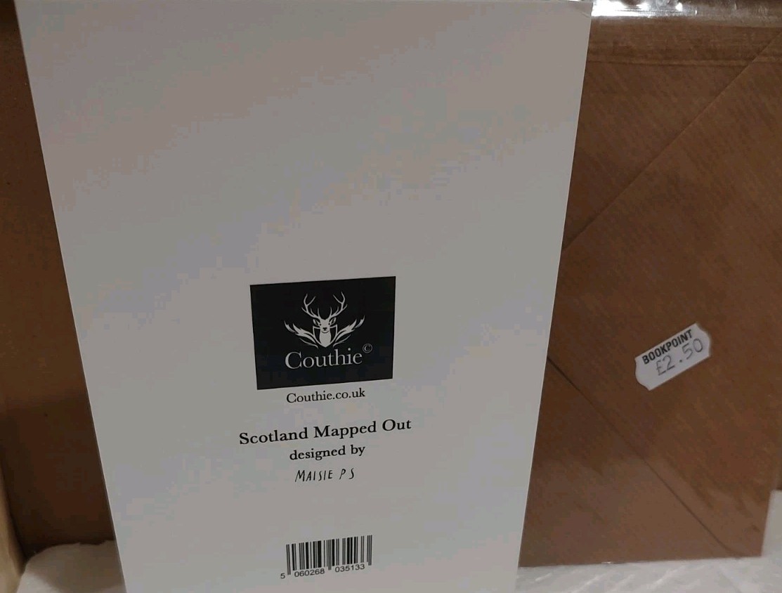 Scotland Illustrated Print Map Blank Card With Envelope