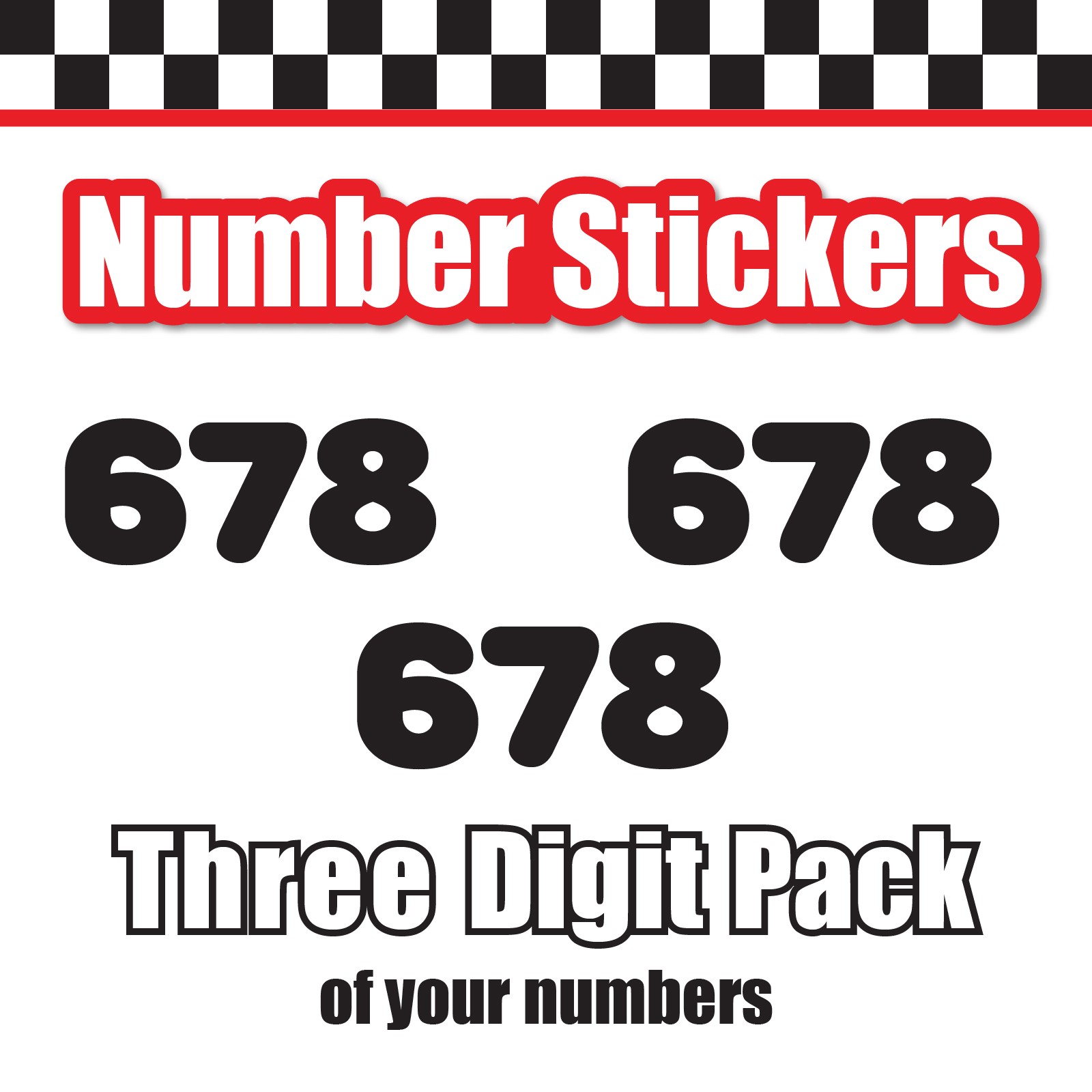 3x 3 Digit Custom Single Number Stickers Decal Locker Door Mailbox Rounds Black