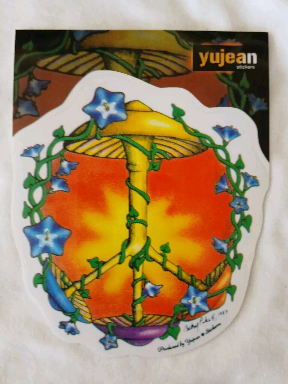 Peace Sign Mushroom Decal Sticker Clear Backing 4.1/2" x 5"