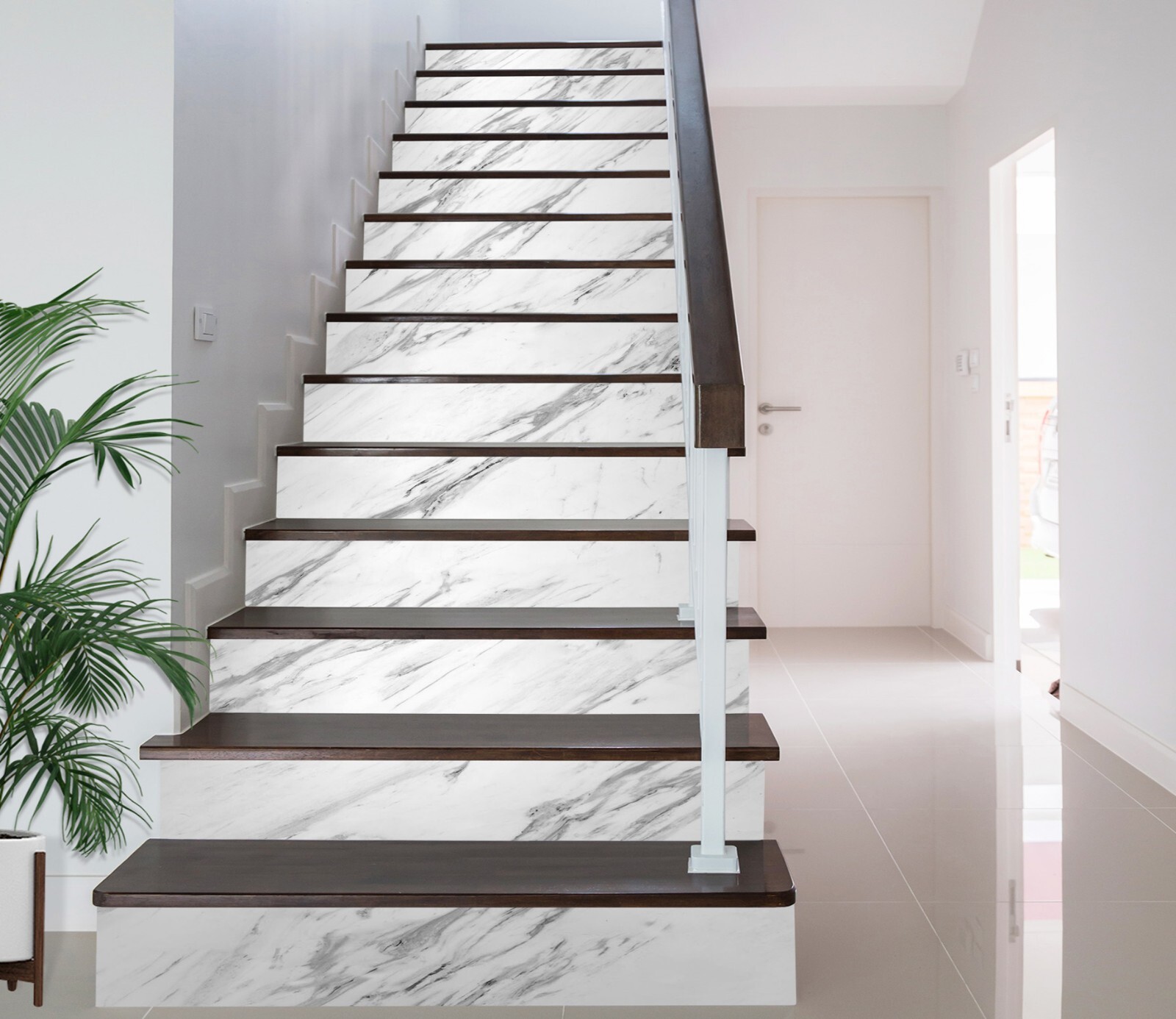 3D White Marble ZHU1176 Stairs Risers Decoration Photo Mural Vinyl Wallpaper Amy