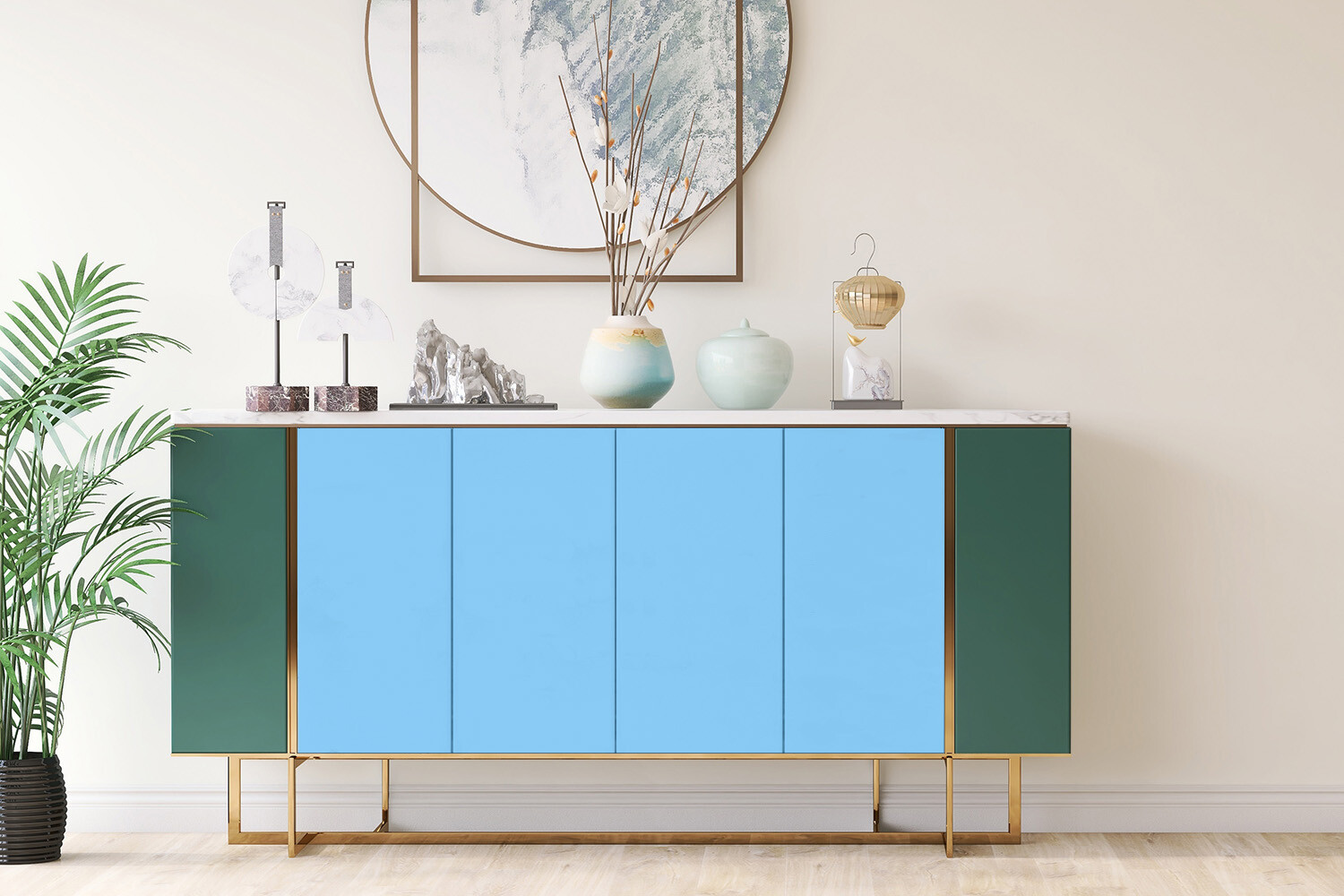 Matte Furniture Art Decorative Stickers Decal for Bedroom Blue 100×50