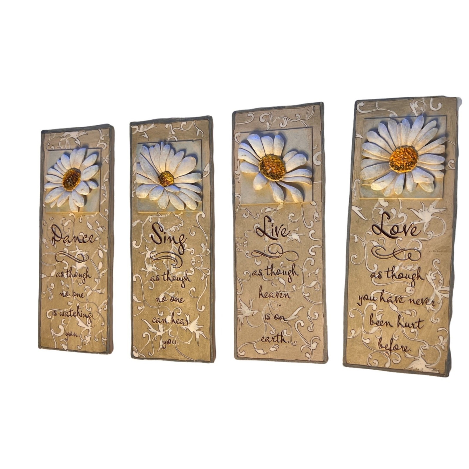 Ceramic Wall Decor Sunflowers Plaques Sing, Love, Dance, And Live Sku 4Plague