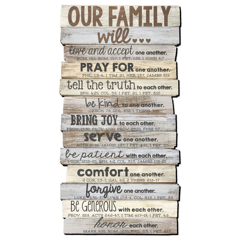 Our Family Will Stacked Wood Wall Plaque large