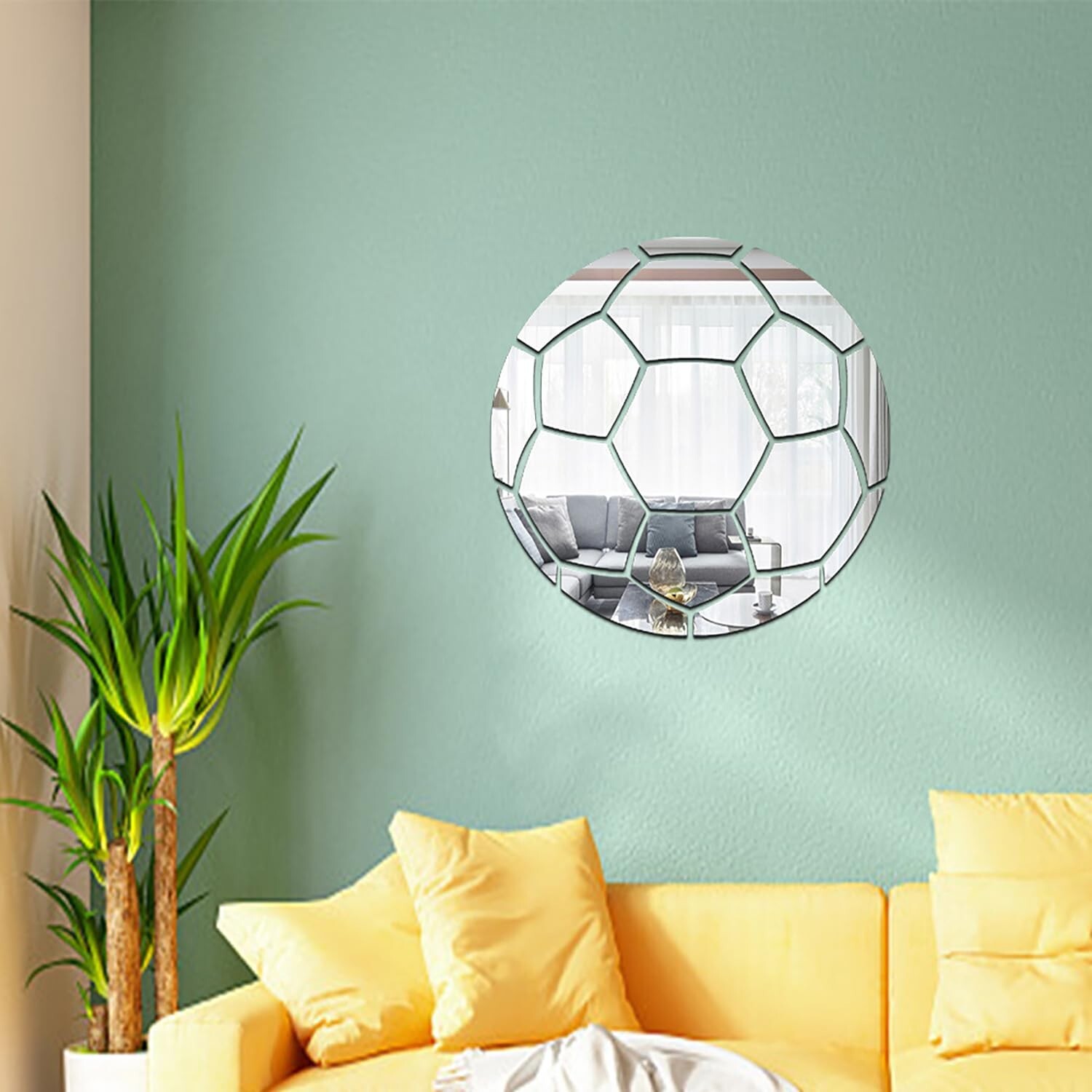 Soccer Mirror Wall Decal Acrylic 3D Wall Stickers,Sports Wall Stickers for Bo…
