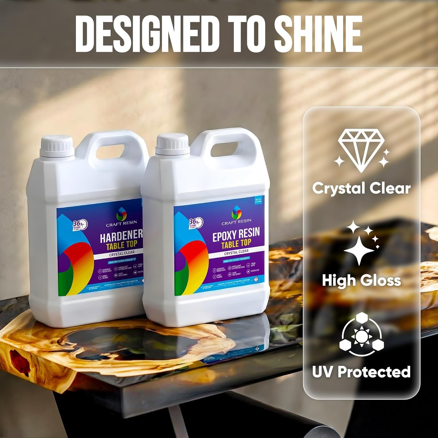 Table Top Epoxy Resin Kit 1 Gallon – Ultra Clear, High-Gloss, UV & Scratch Resis