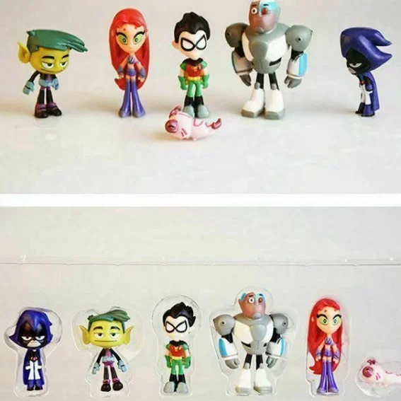Teen Titans Go Robin Gift Cyborg Beast Boy Kids Toy 5 PCS Action Figure Gift