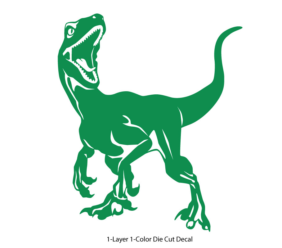 Dinosaur – Roaring Velociraptor #2 – Jurassic Period – 4-21" wide – DieCut Decal
