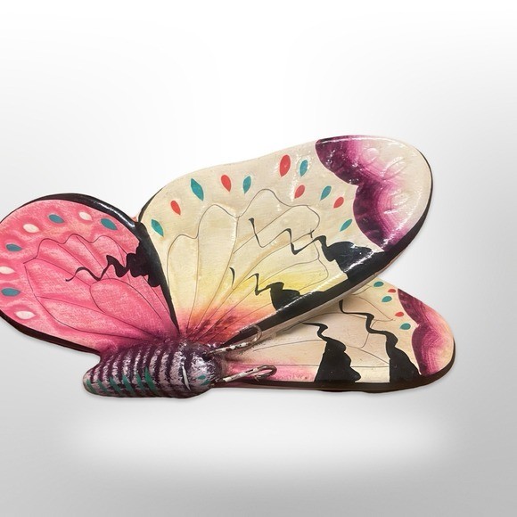 Whimsical Butterfly Wall Decor Hand Painted Ceramic Garden Art cottage boho