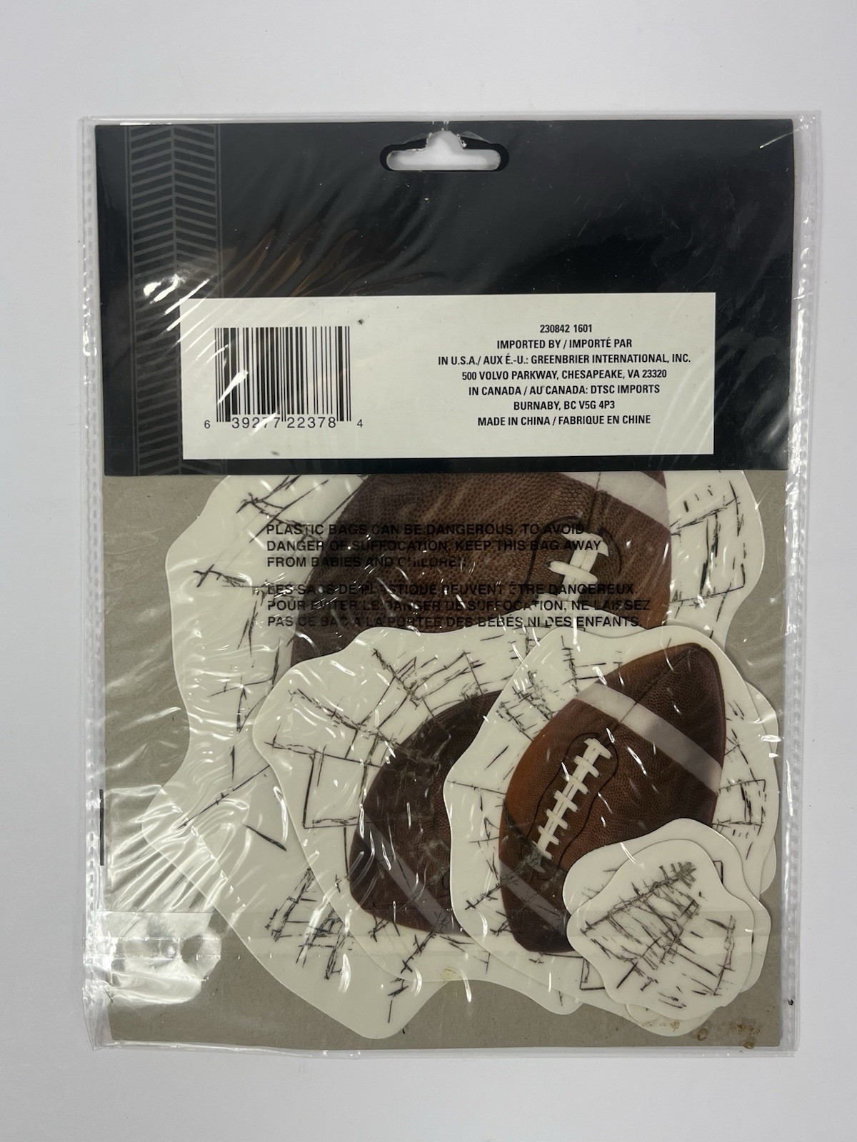 Football Window Clings Accents Set of 5 Sports Decor Peel Stick New