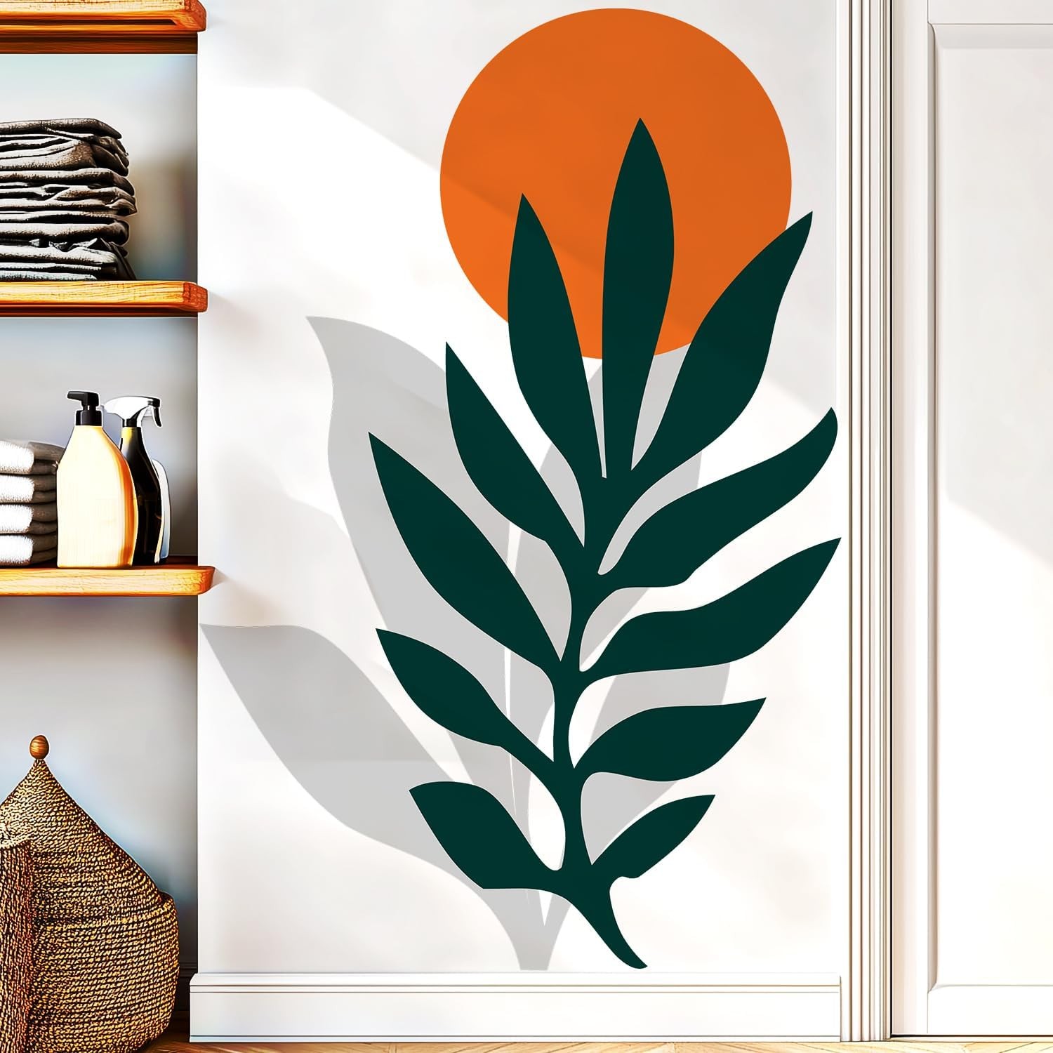 Boho Sun Leaf Wall Decals Peel and Stick, Botanical Leaves Vinyl Wall Sticker…