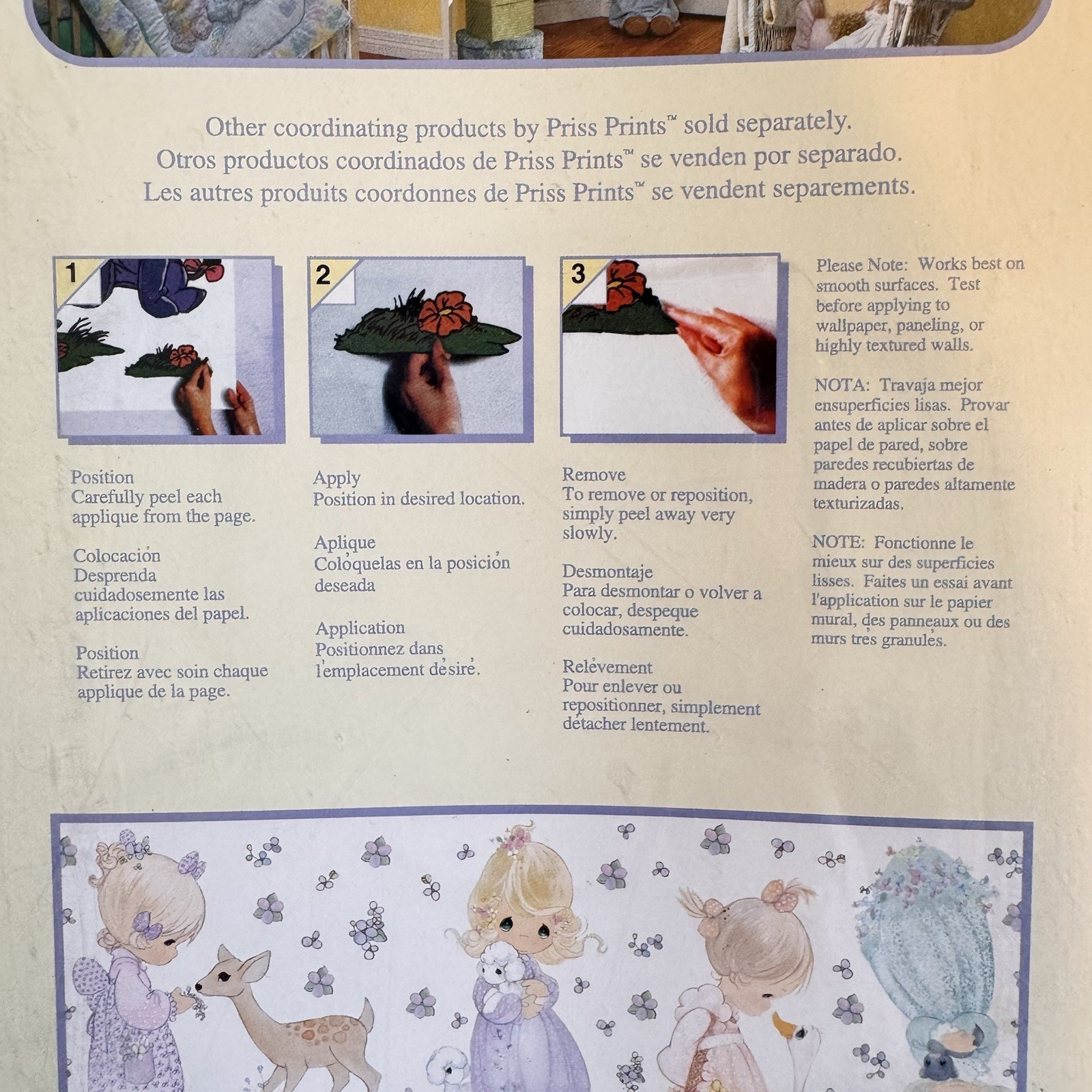 VTG Precious Moments Jumbo Reusable Wall Decor Stick-Ups Applique NIB