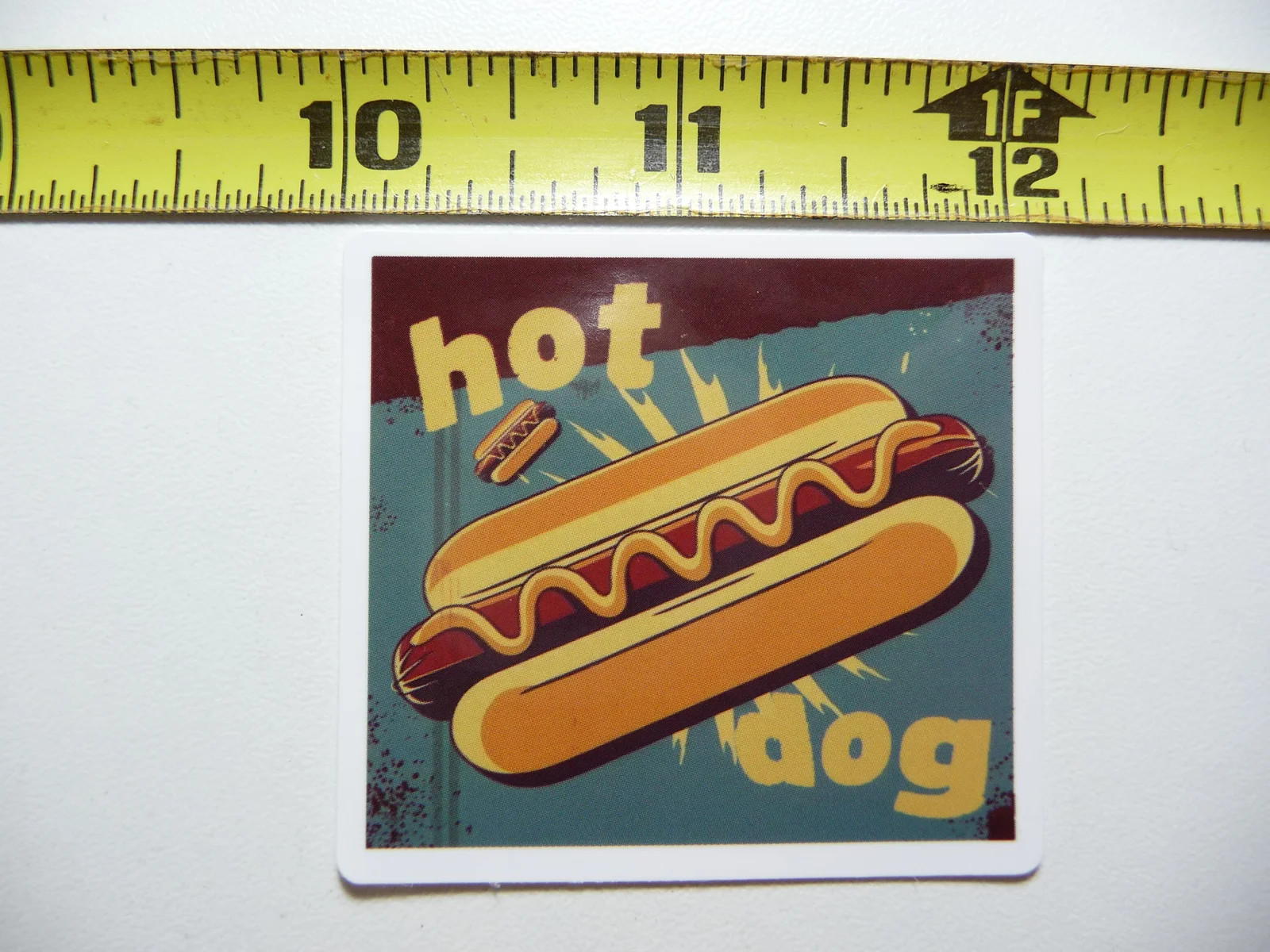 HOT DOG MUSTARD SMALL STICKER DECAL FUN FUNNY KITCHEN ILLUSTRATIONS FOOD