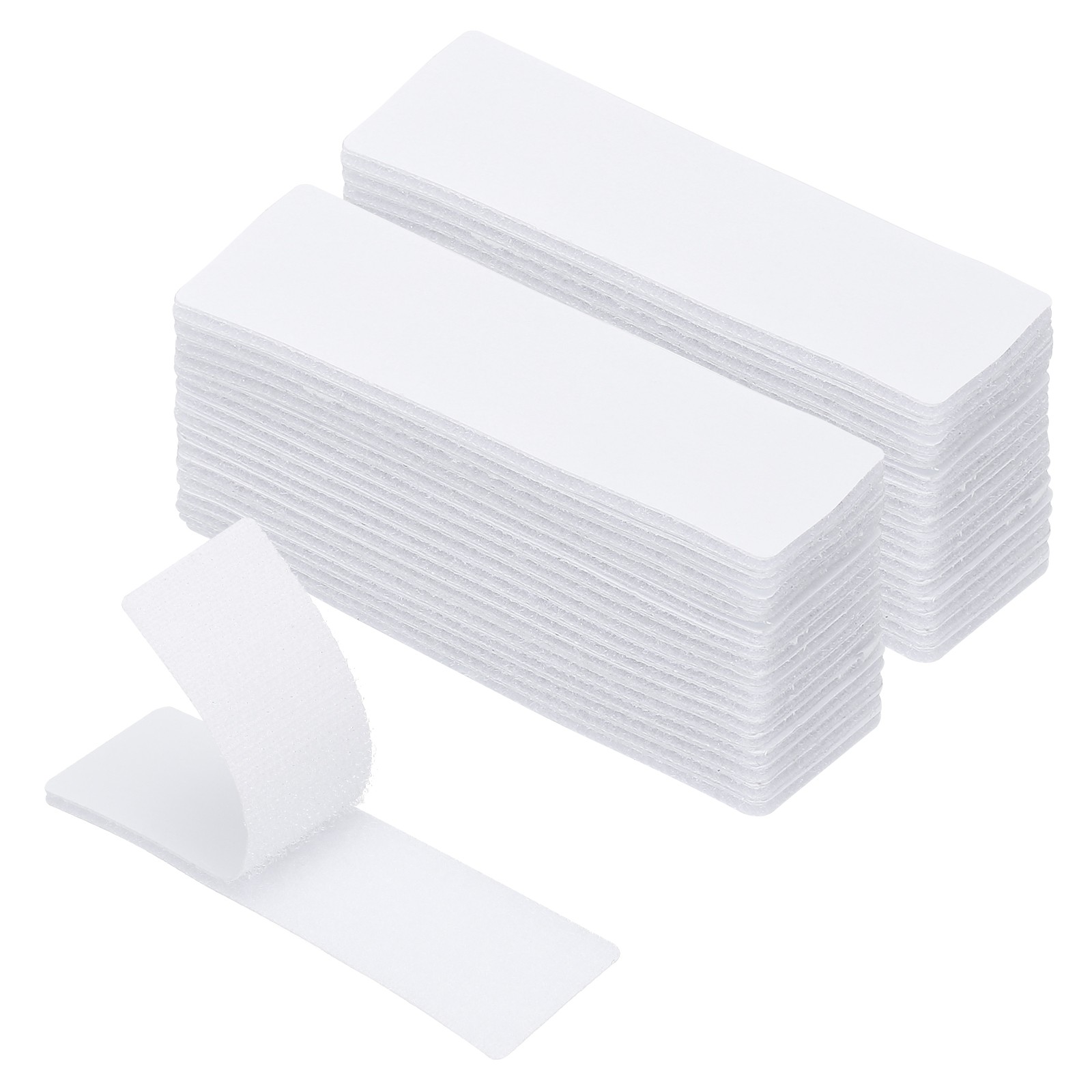 1.2×3.9 Inches Hook and Loop Dots 16 Sets Rectangle Self Adhesive Tape White