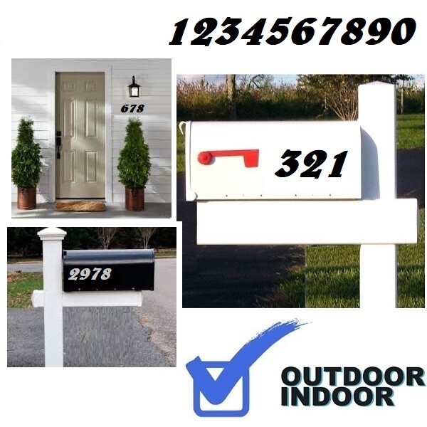Mailbox Address Numbers Decal Sticker Window Door Wall Sign, BELWE ITALIC BOLD
