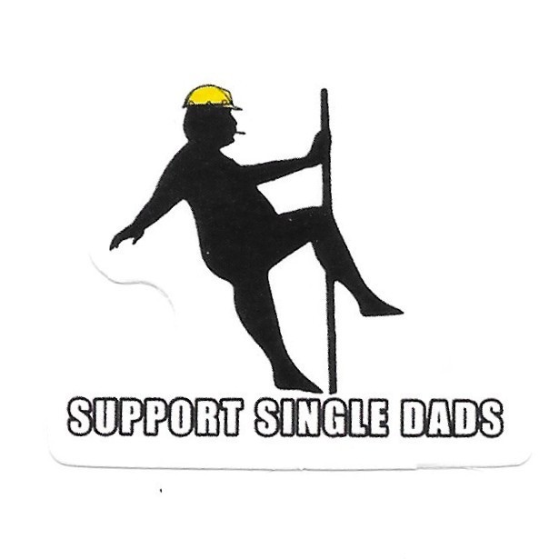 Support Single Dads Vinyl Sticker Funny Construction Worker Decal Hard Hat Humor