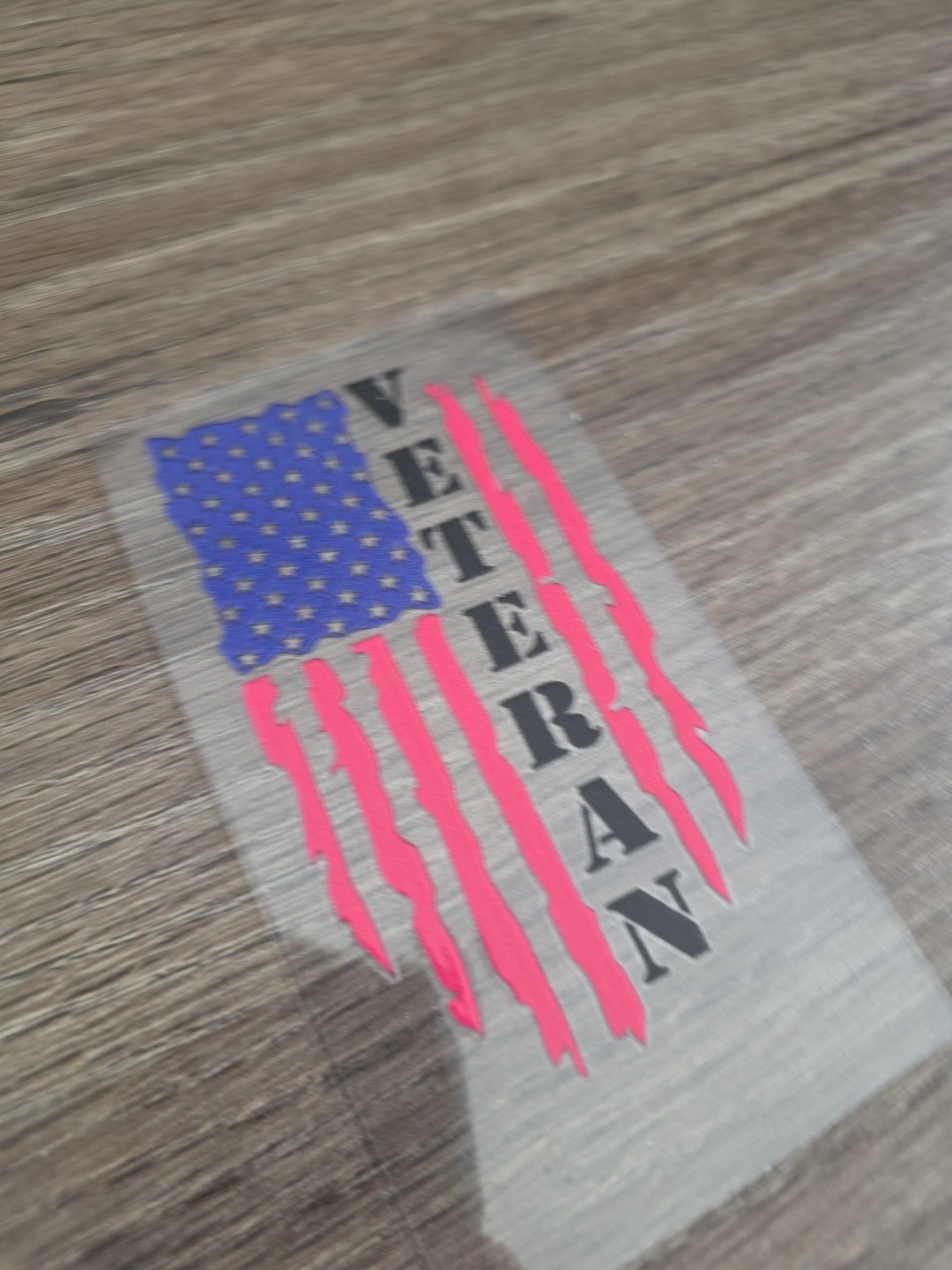 US Veteran Torn Flag Draped Raised UV DTF Sticker Decal In Color 3.5in X 2.5in