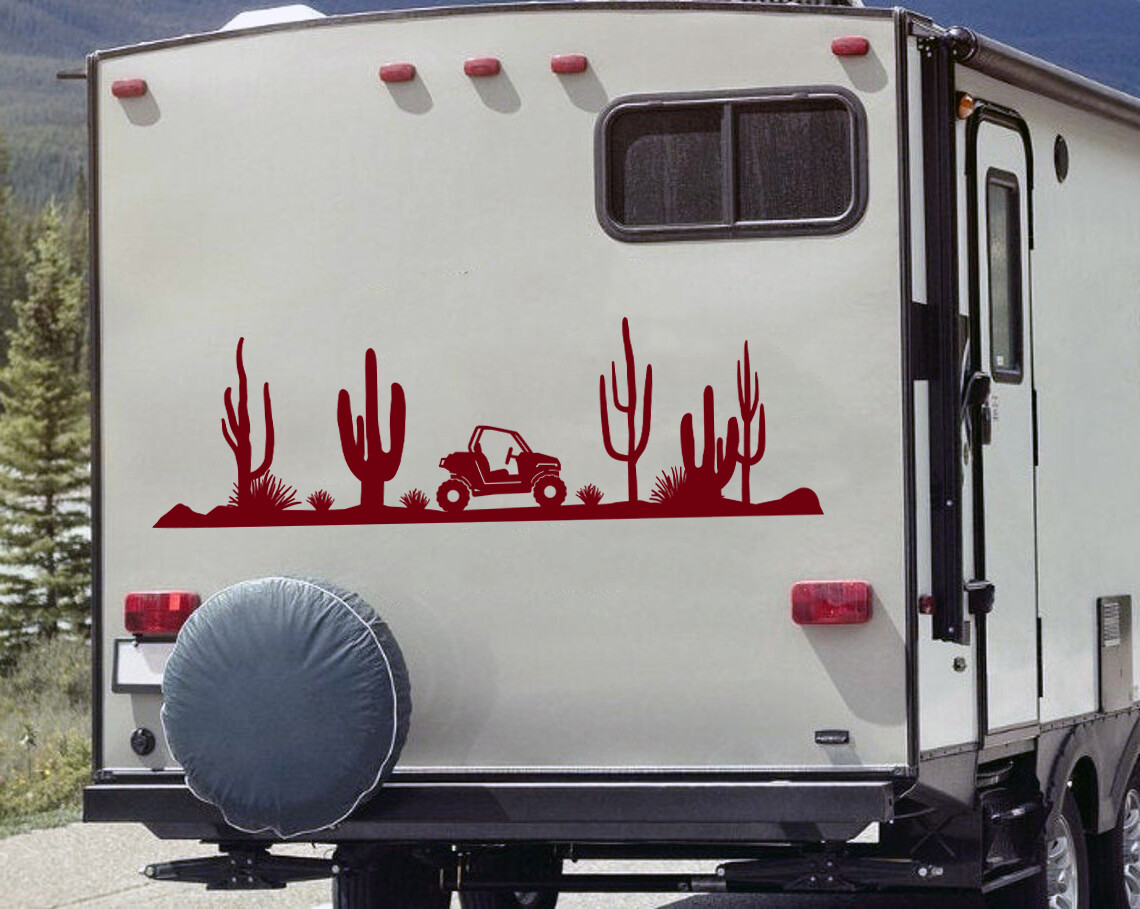 ATV Desert Scene Vinyl Decal V1 | Cactus RV Toy Hauler Quad 4-Wheeler | Sticker
