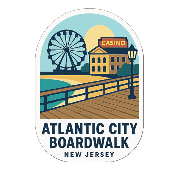 Atlantic City Boardwalk New Jersey Sticker Decal Vinyl Die-Cut Symbolic Landmark