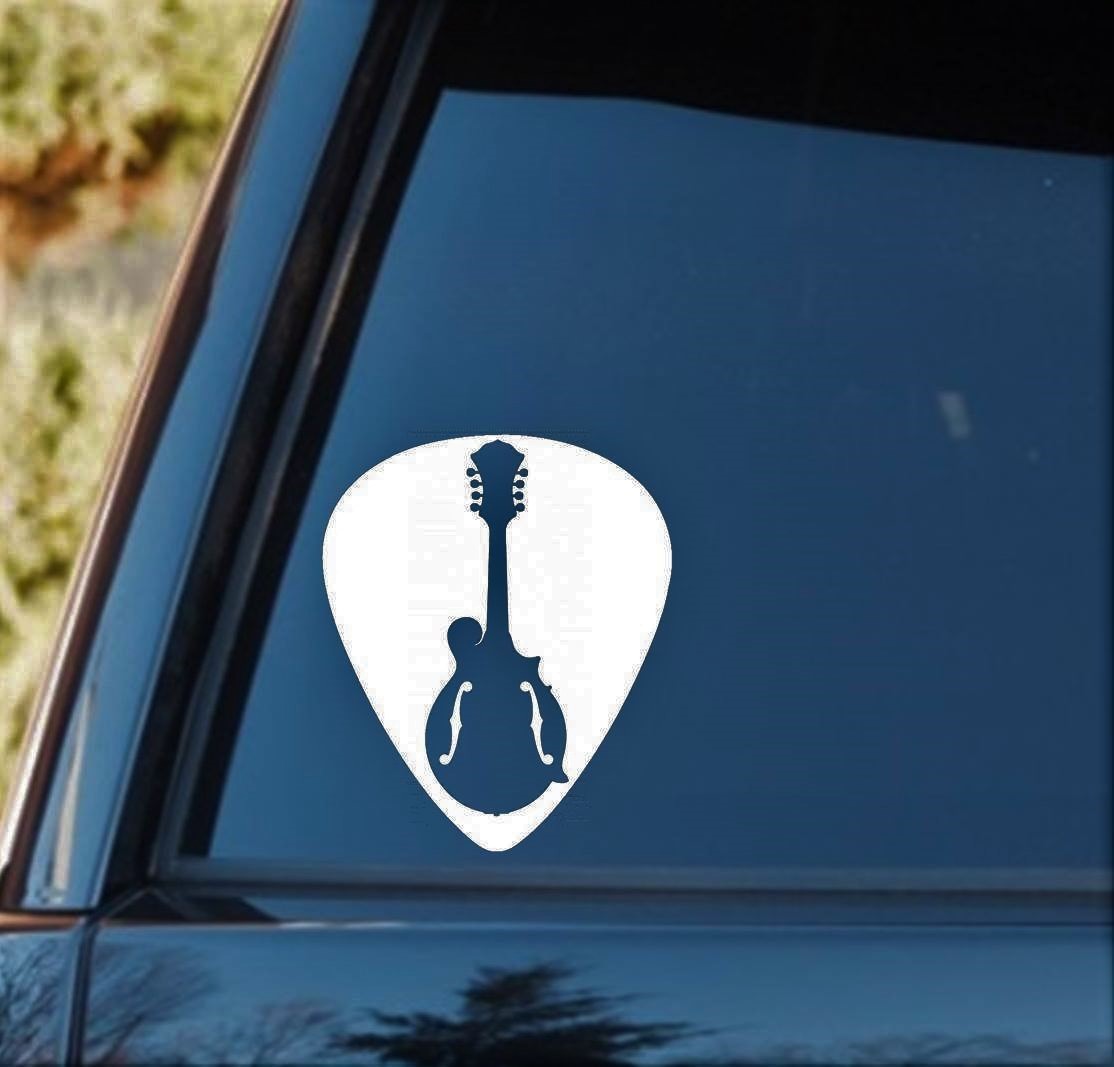 Mandolin Guitar Pick Decal Sticker Bluegrass Folk Music Window Laptop Art M1054