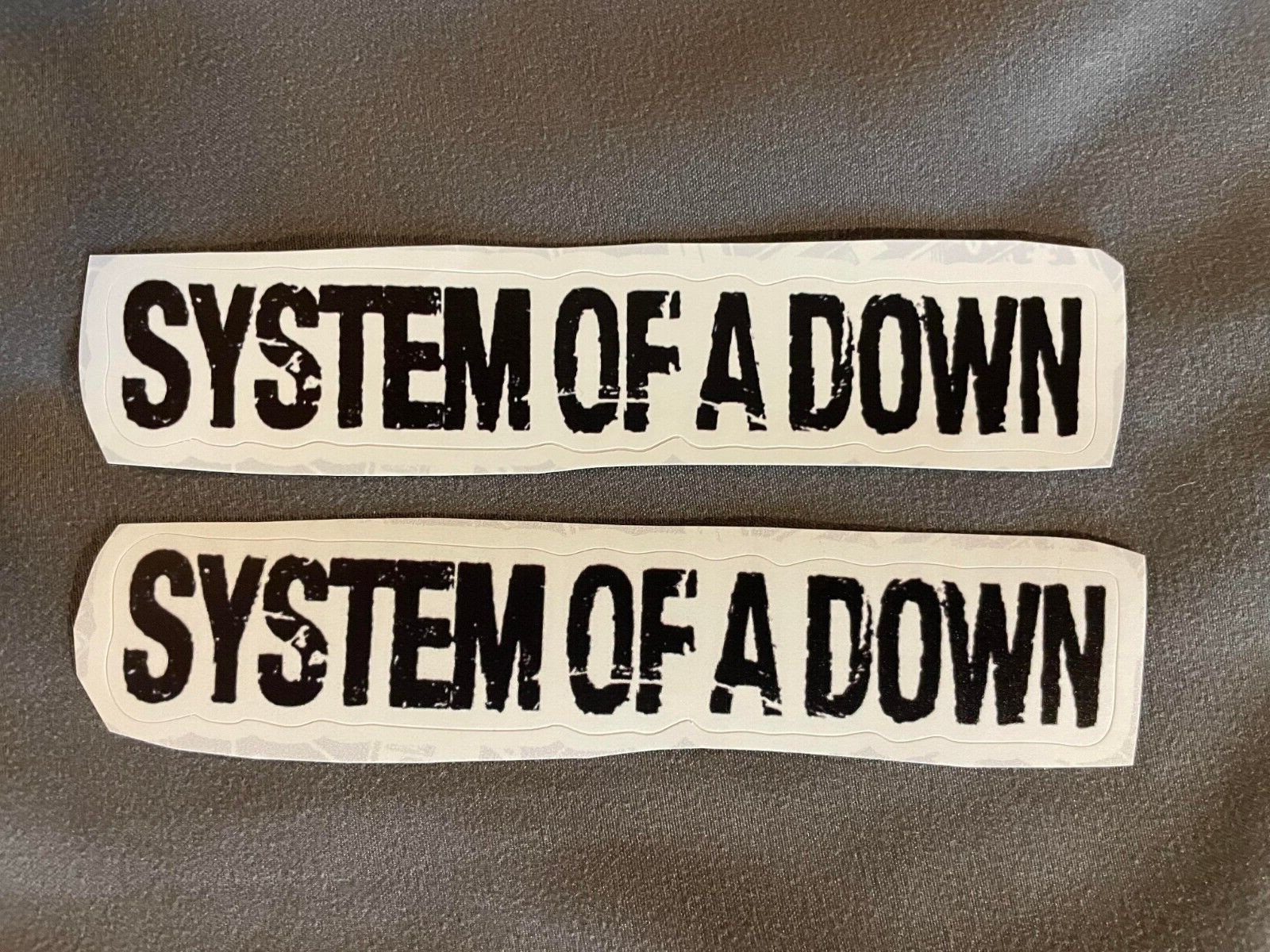 Lot (2) SYSTEM OF A DOWN 3/4" x 4 1/2" Band Logo STICKERS Black FAST! FREE SHIP!