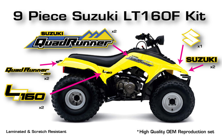 Suzuki LT160-F OEM ATV Tank Decal KIT Sticker Emblem Logo Quad QuadRunner LT 160