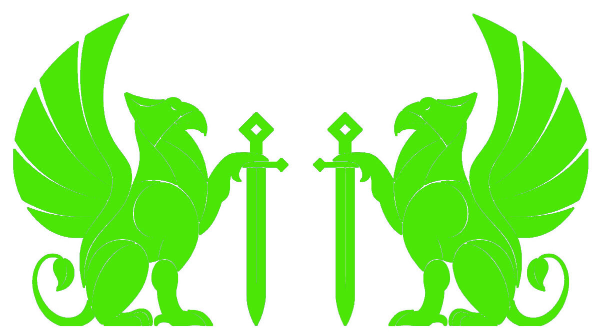 Set of Mirrored 6" Griffin Swords Graphic Vinyl Decal Car Laptop Tablet Window